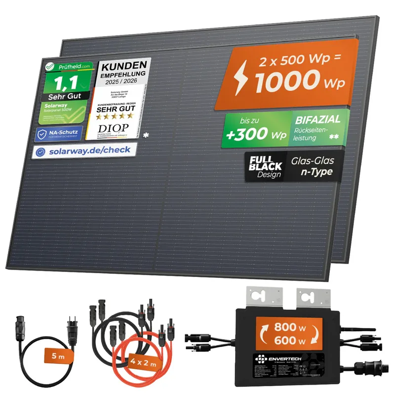 Solarway 900W Balkonkraftwerk 800W Komplettset